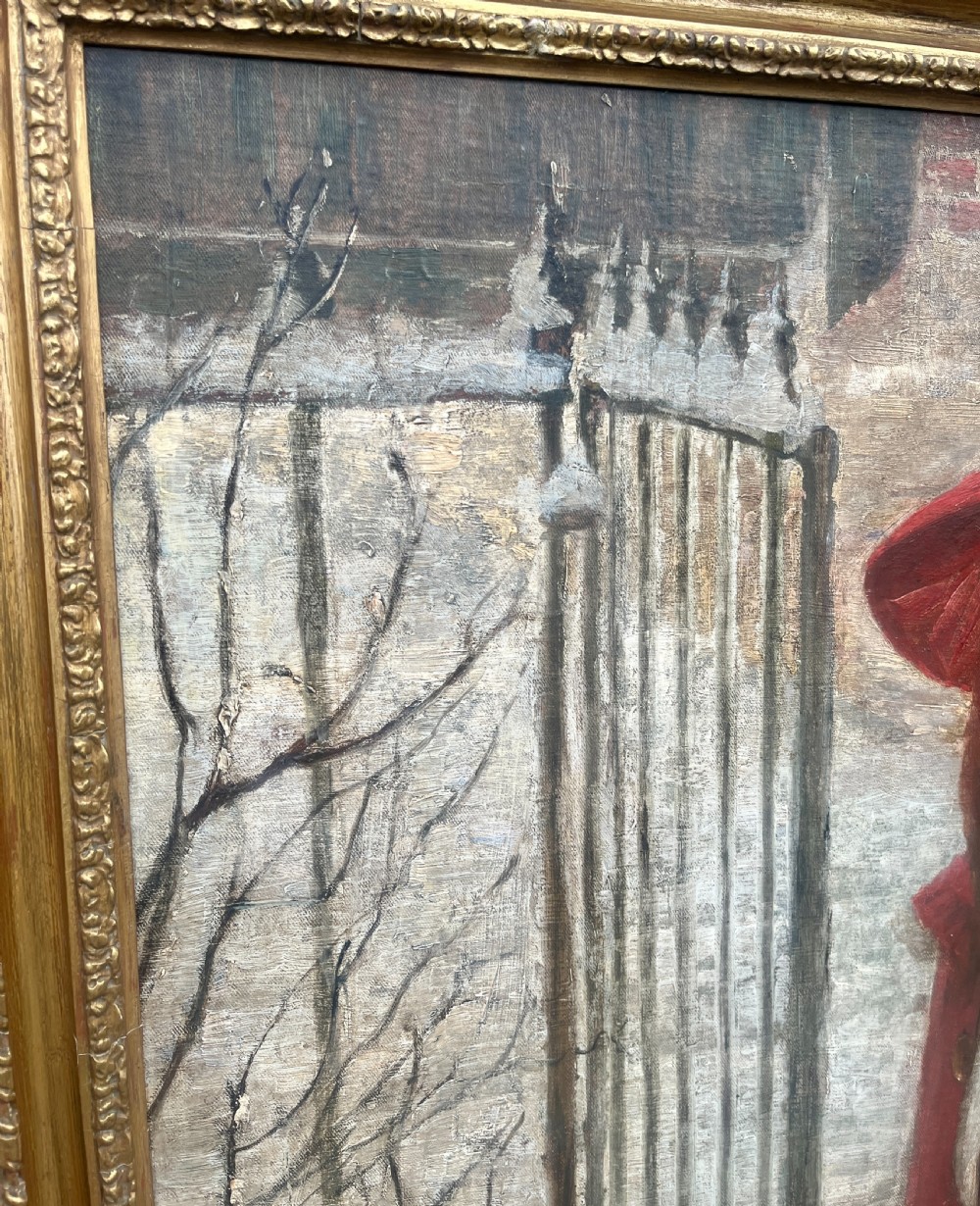 Oil on Canvas Painting of a Young Girl and her Dog View VIII