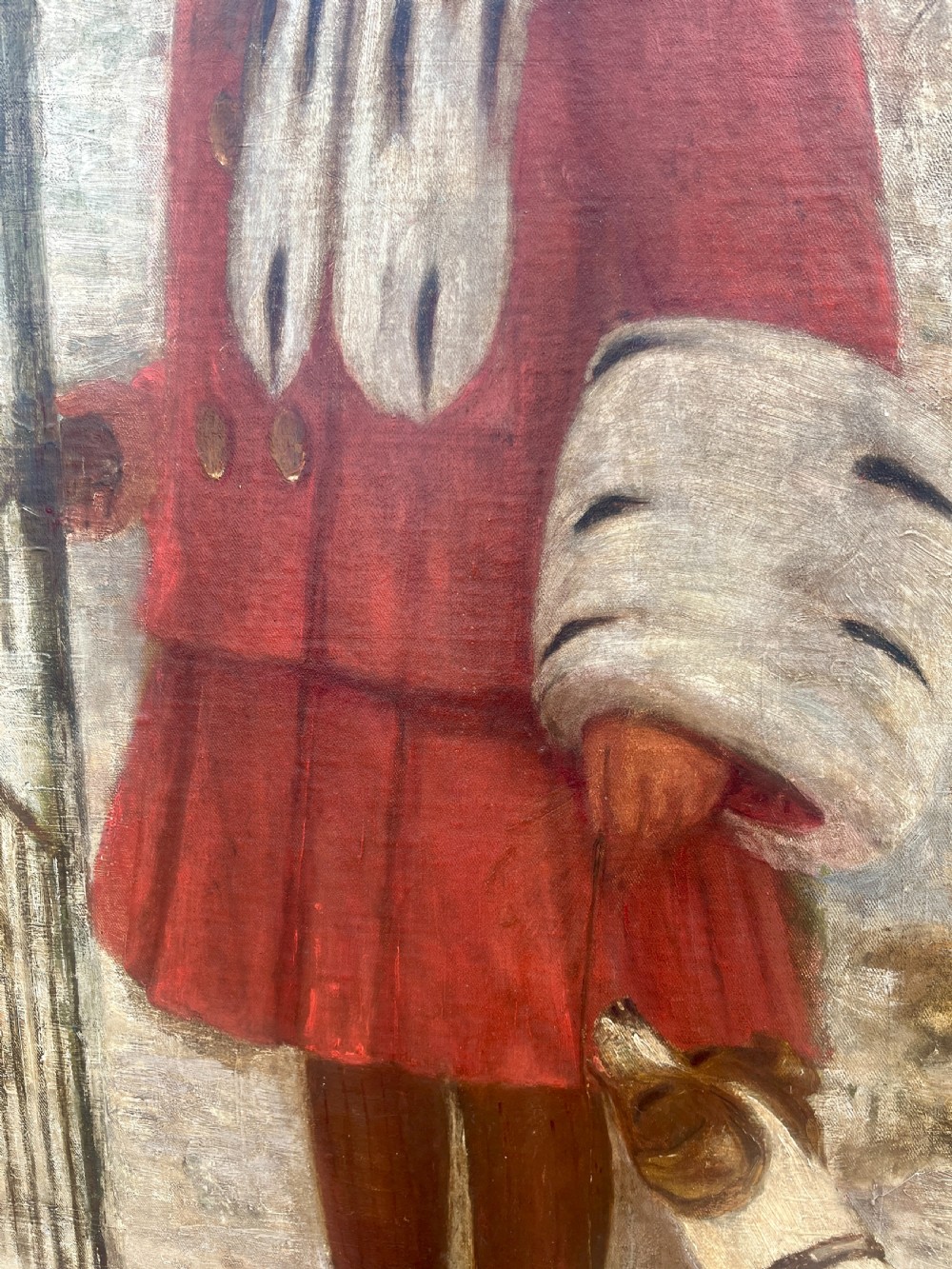 Oil on Canvas Painting of a Young Girl and her Dog View IX