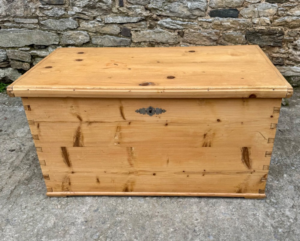 Large Antique Continental Pine Blanket Box