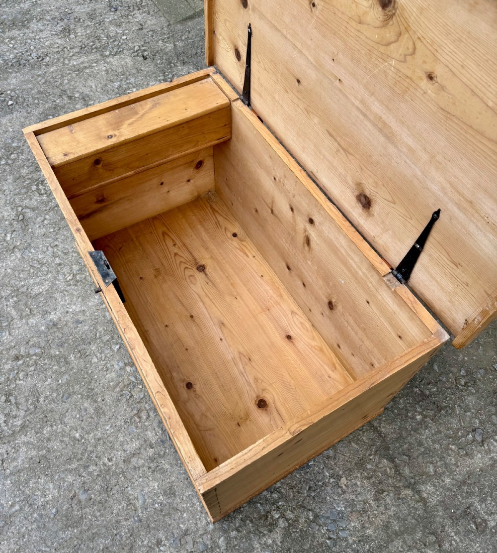 Large Antique Continental Pine Blanket Box View X
