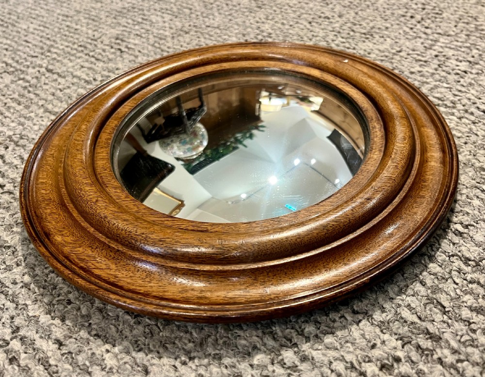 Antique Mahogany Convex Mirror View III
