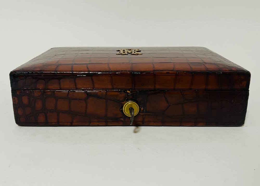 Antique Crocodile Leather Jewellery Box View II