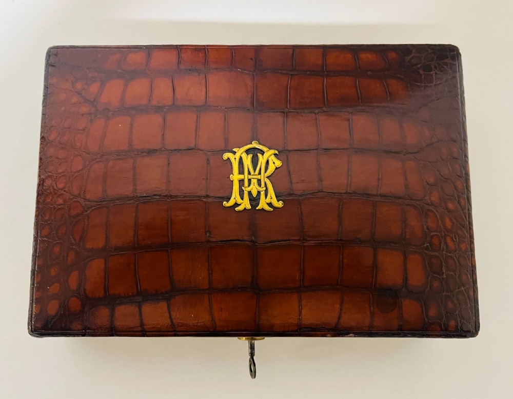 Antique Crocodile Leather Jewellery Box View III
