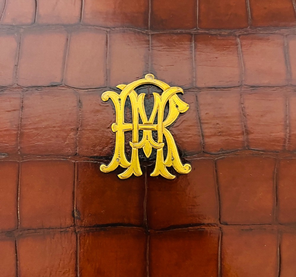 Antique Crocodile Leather Jewellery Box View VI
