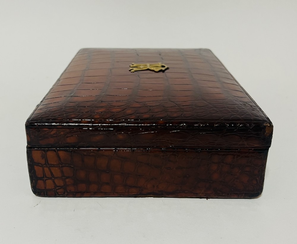 Antique Crocodile Leather Jewellery Box View VII
