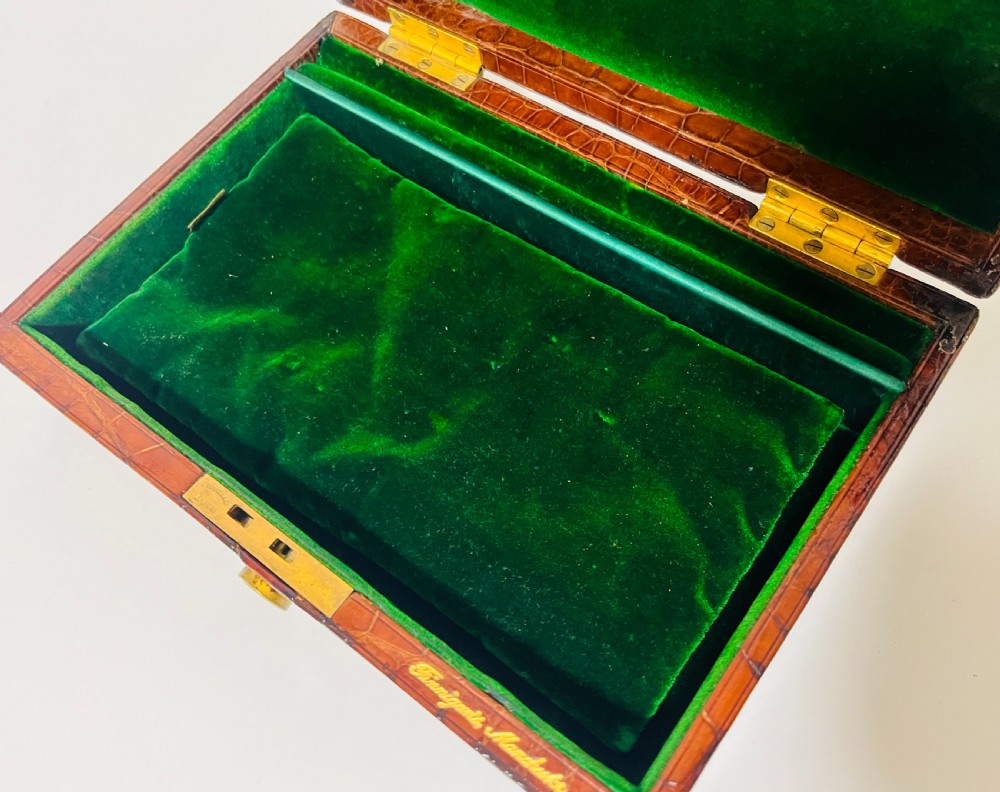 Antique Crocodile Leather Jewellery Box View XI