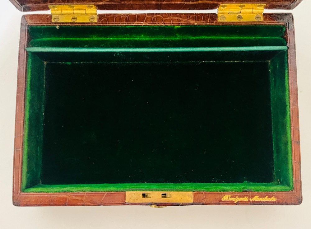 Antique Crocodile Leather Jewellery Box View XIII