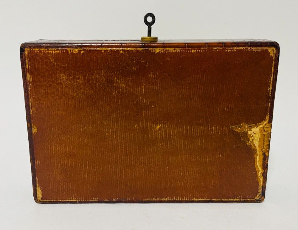 Antique Crocodile Leather Jewellery Box View XIV