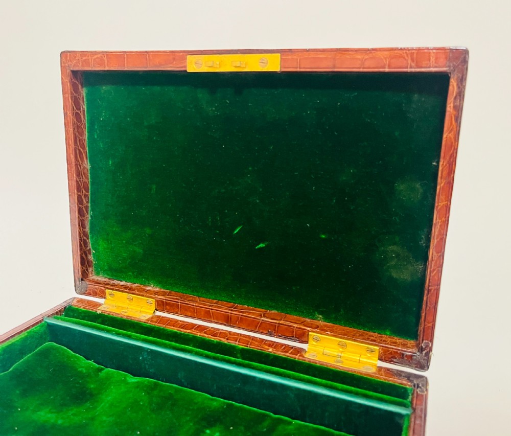 Antique Crocodile Leather Jewellery Box View XV