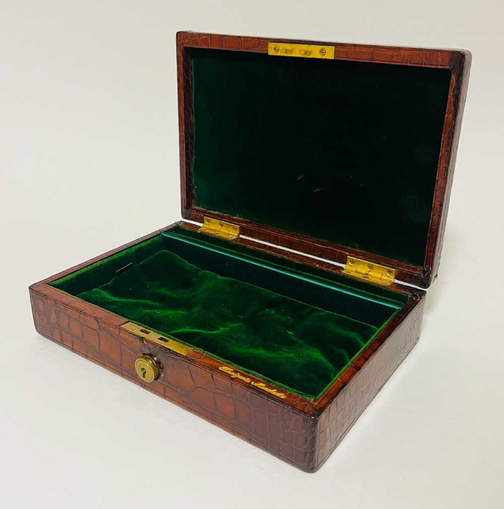 Antique Crocodile Leather Jewellery Box View XVI