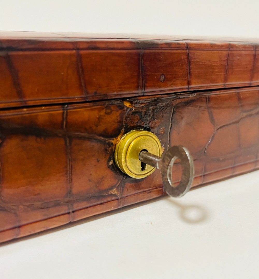 Antique Crocodile Leather Jewellery Box View XIX