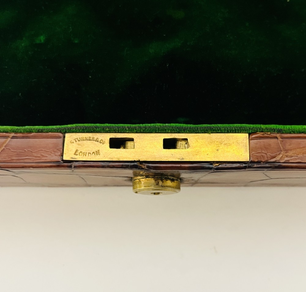 Antique Crocodile Leather Jewellery Box View XX