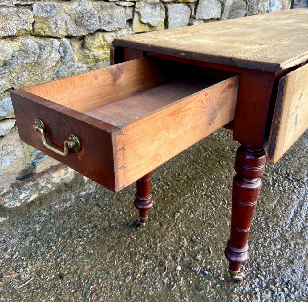 Antique Pine Drop Leaf Farmhouse Table View V