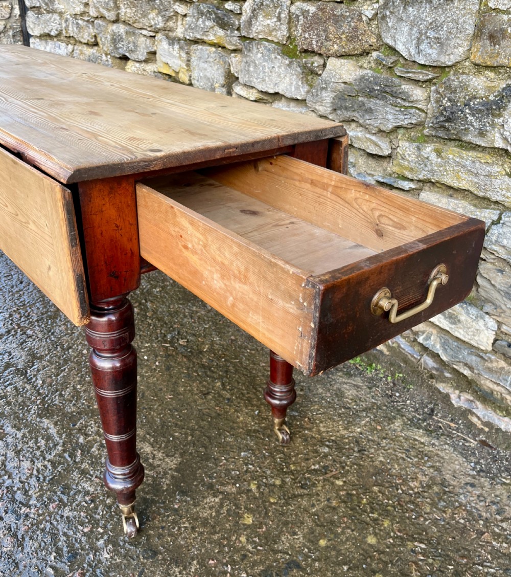 Antique Pine Drop Leaf Farmhouse Table View VI