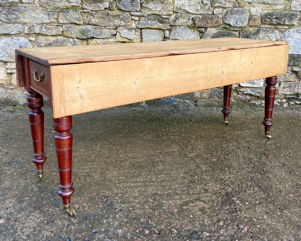 Antique Pine Drop Leaf Farmhouse Table View VIII