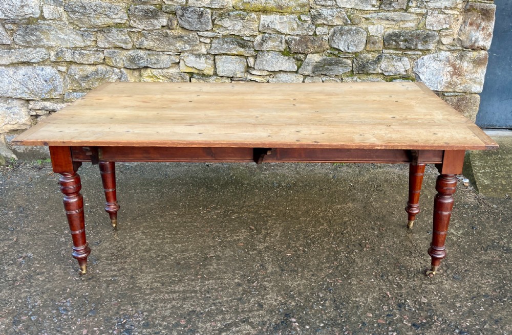 Antique Pine Drop Leaf Farmhouse Table View IX