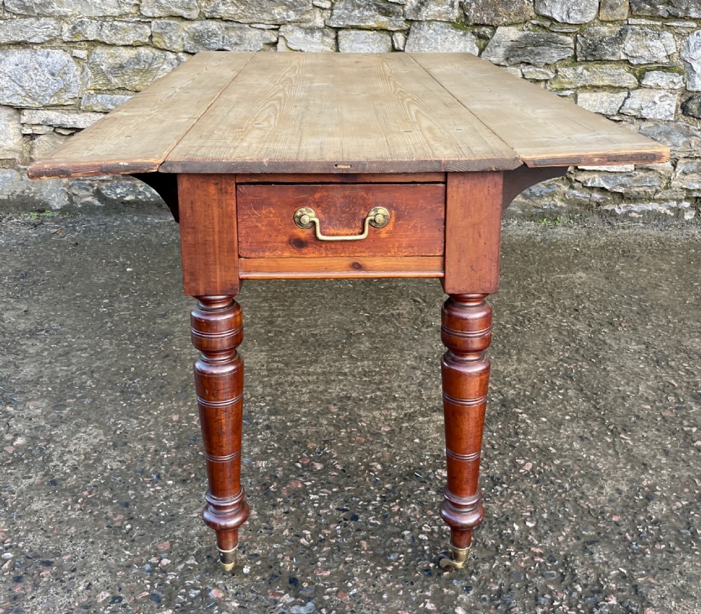 Antique Pine Drop Leaf Farmhouse Table View XV