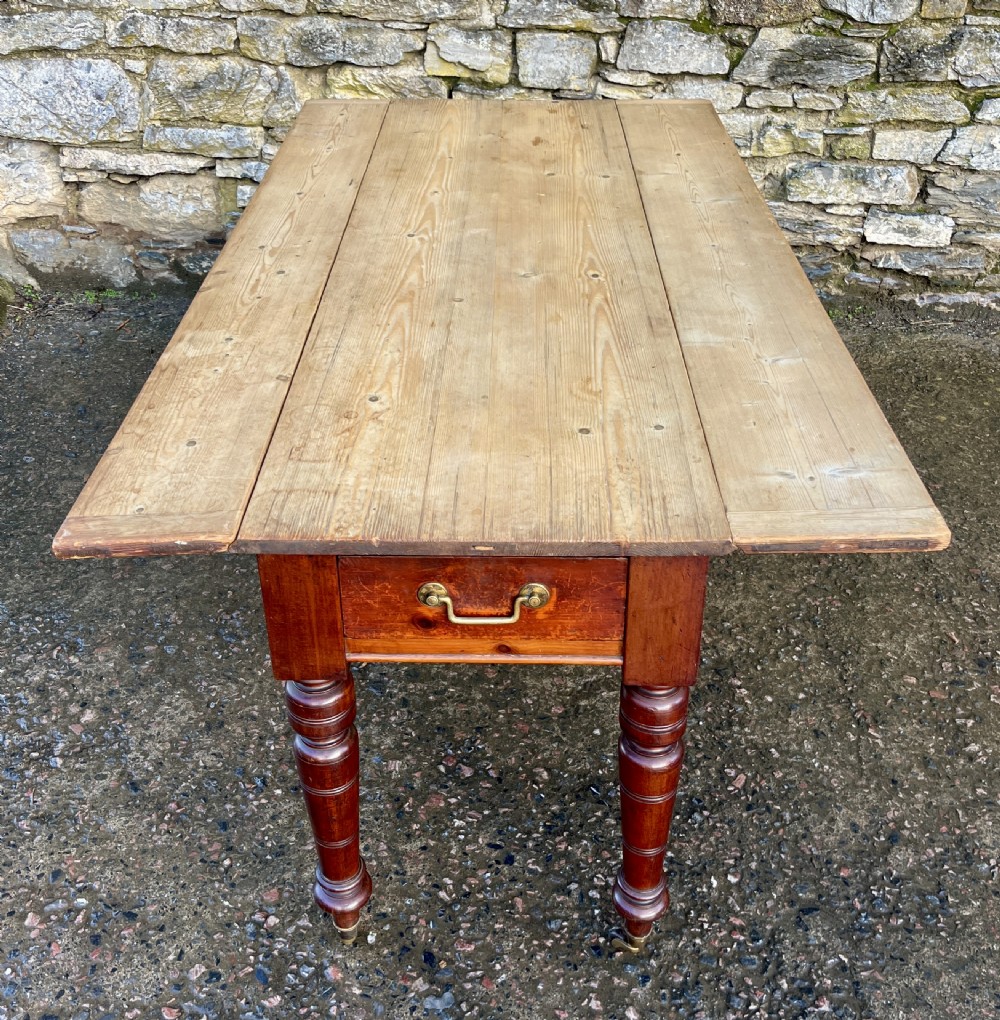 Antique Pine Drop Leaf Farmhouse Table View XIX