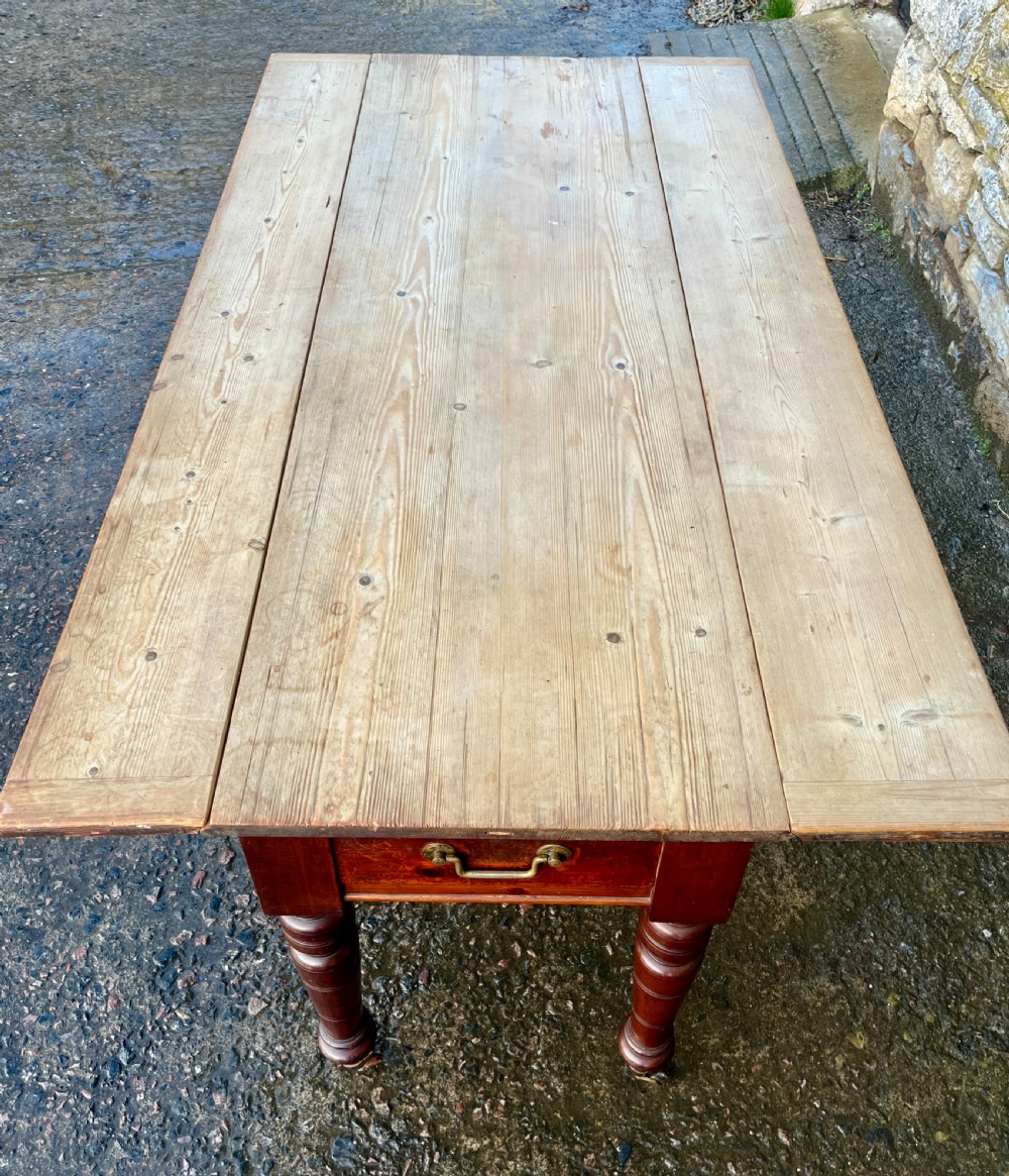 Antique Pine Drop Leaf Farmhouse Table View XXI