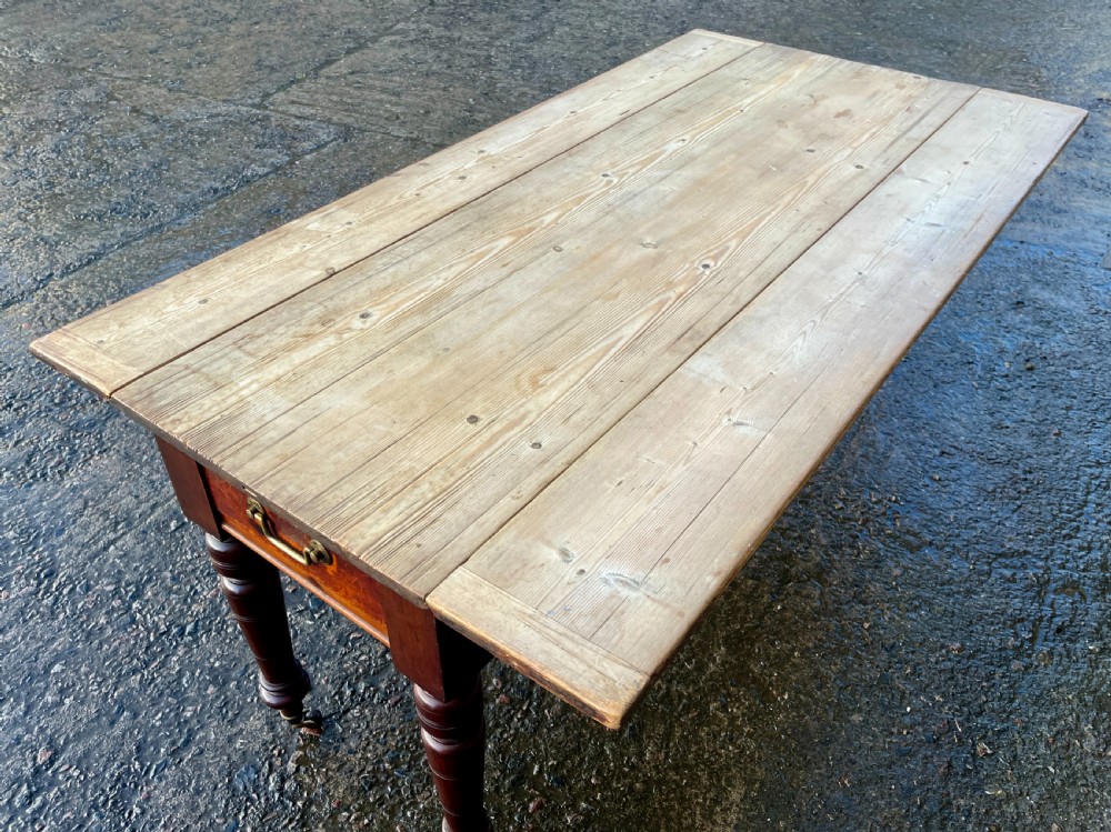 Antique Pine Drop Leaf Farmhouse Table View XXII
