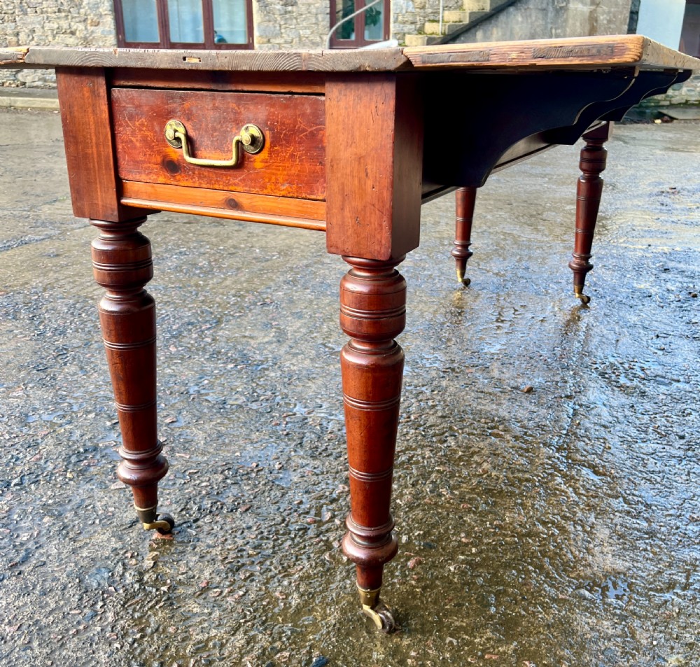 Antique Pine Drop Leaf Farmhouse Table View XXIII
