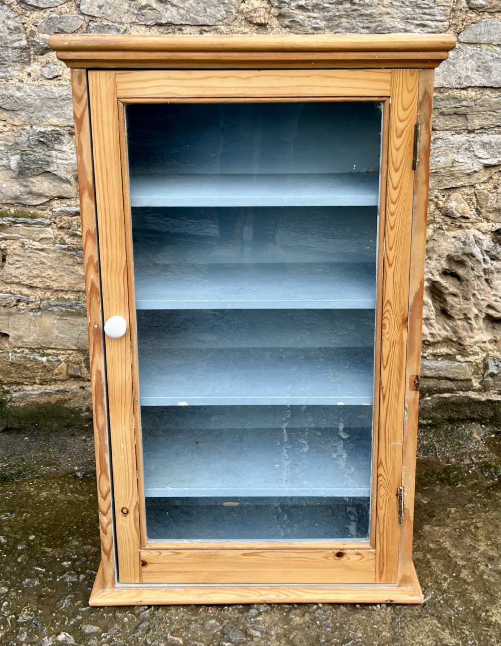Antique Pine Glazed Wall Cupboard
