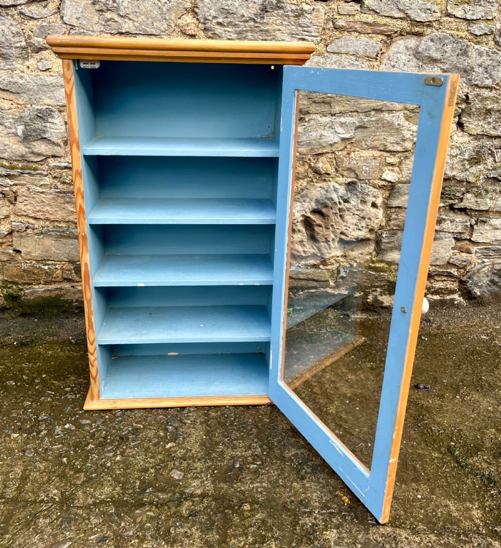 Antique Pine Glazed Wall Cupboard View VI