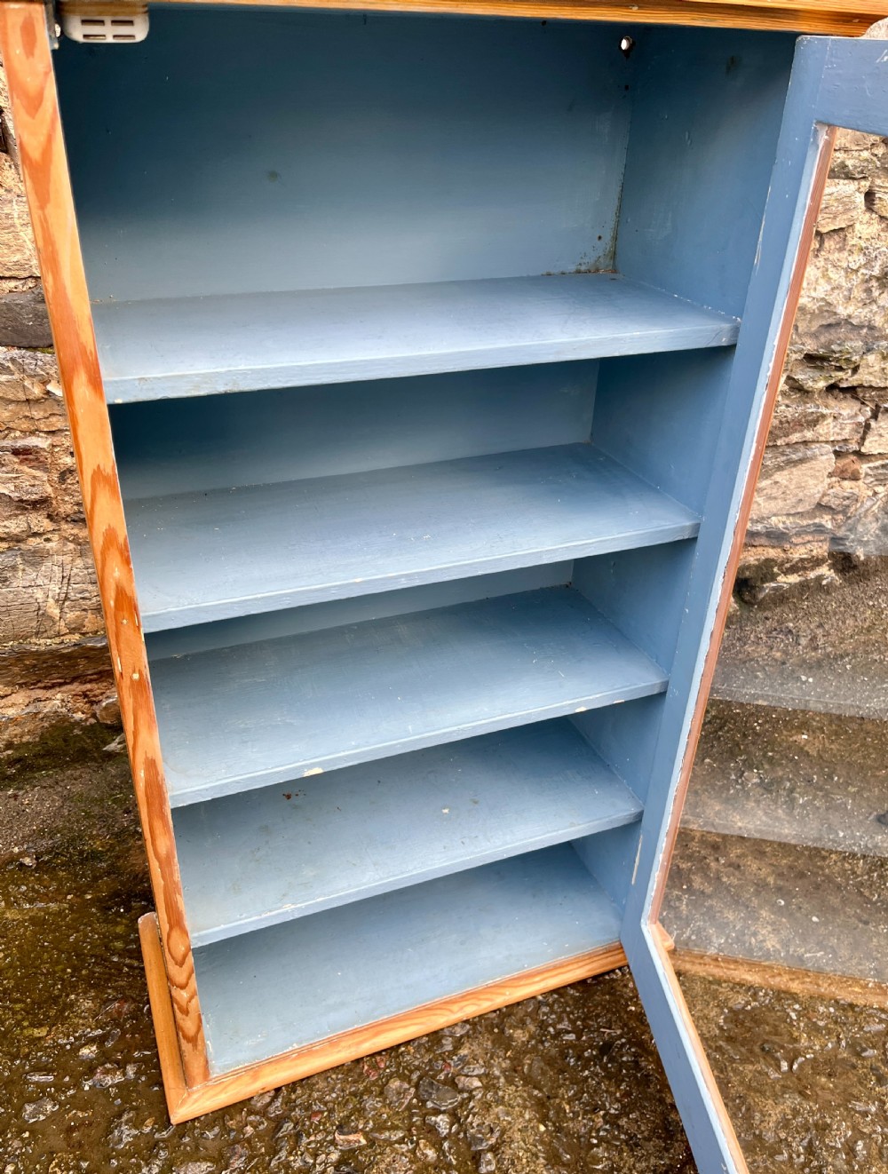 Antique Pine Glazed Wall Cupboard View VII