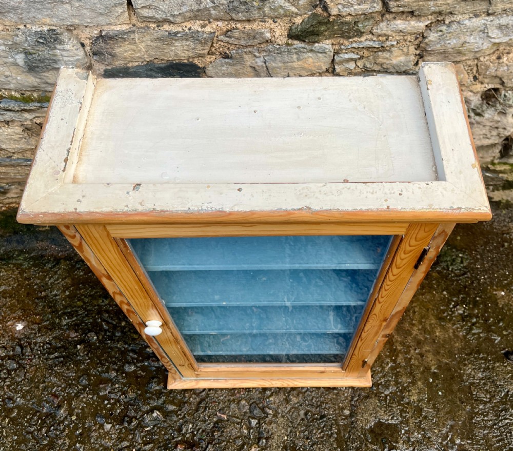 Antique Pine Glazed Wall Cupboard View VIII