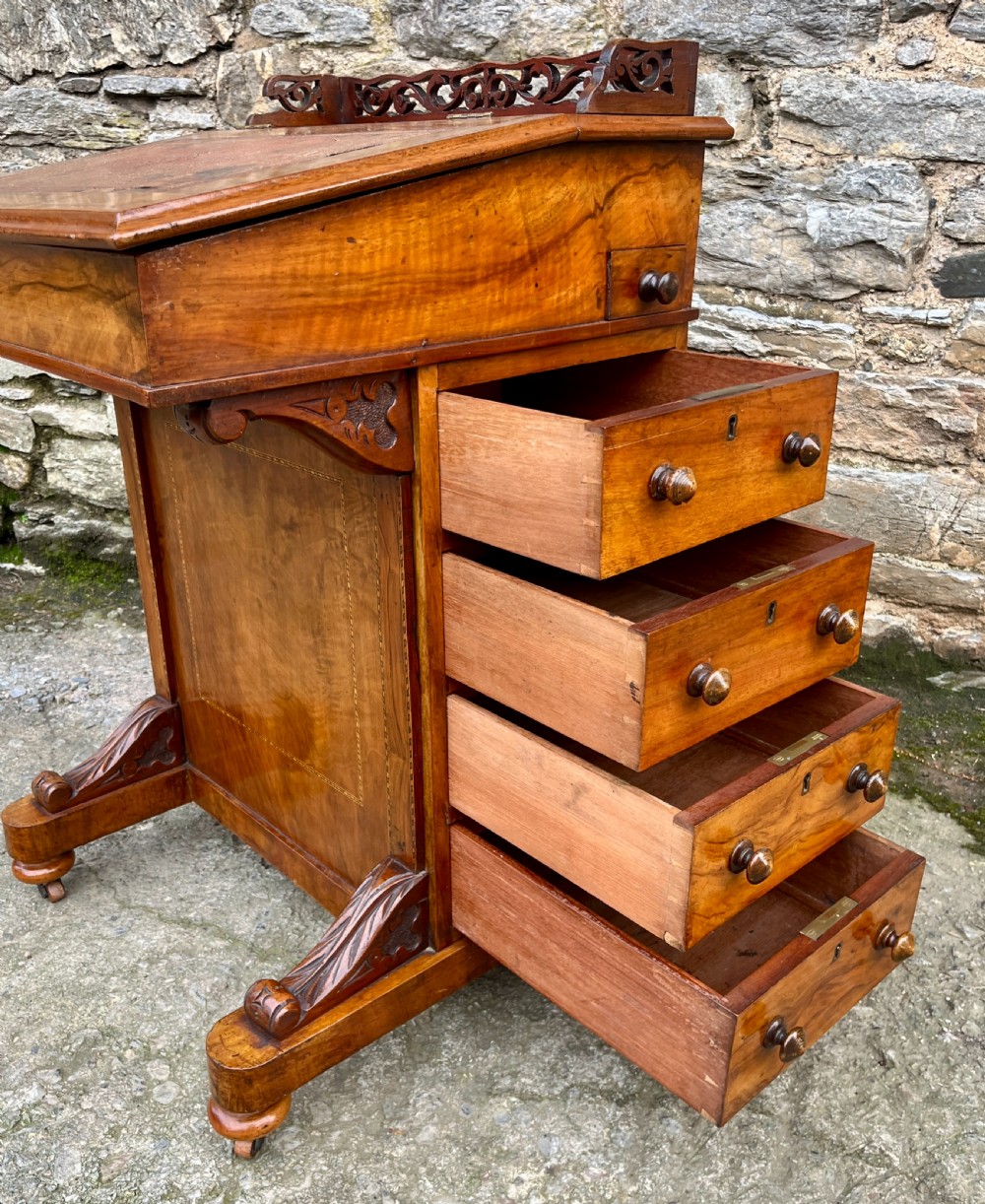 Victorian Walnut Davenport View XII