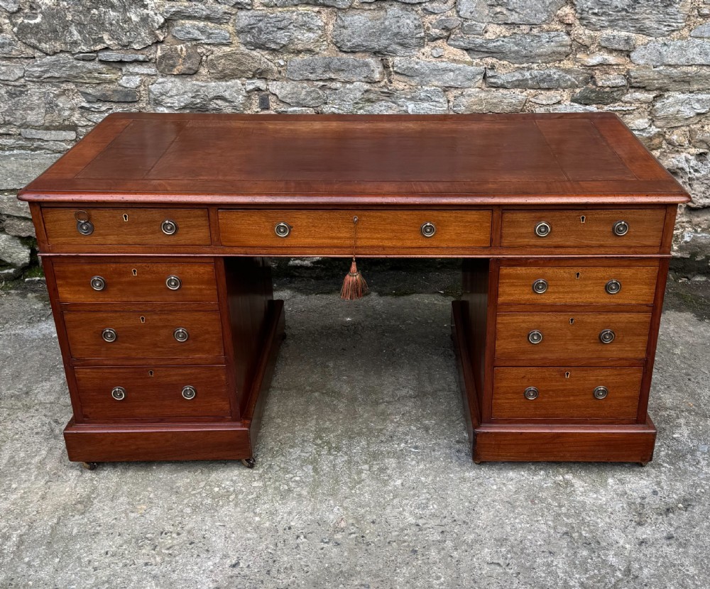 Large Victorian Mahogany Pedestal Desk