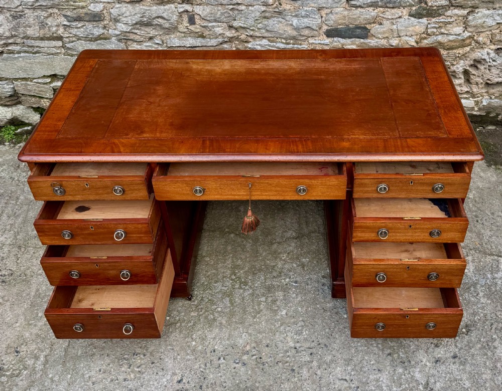 Large Victorian Mahogany Pedestal Desk View IV