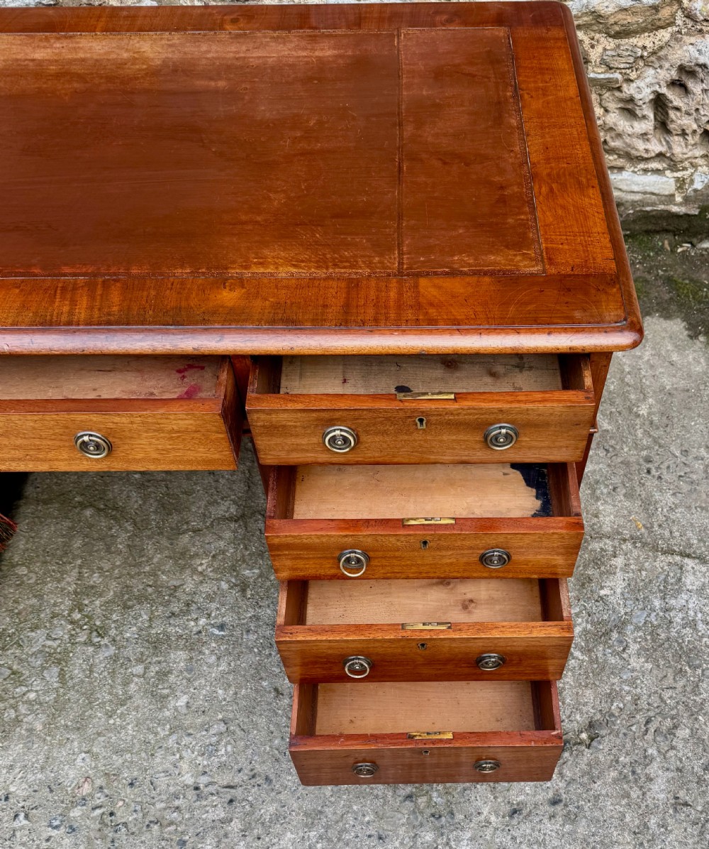 Large Victorian Mahogany Pedestal Desk View V