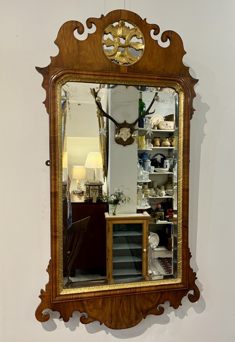 Georgian Walnut Fretwork Wall Mirror View II