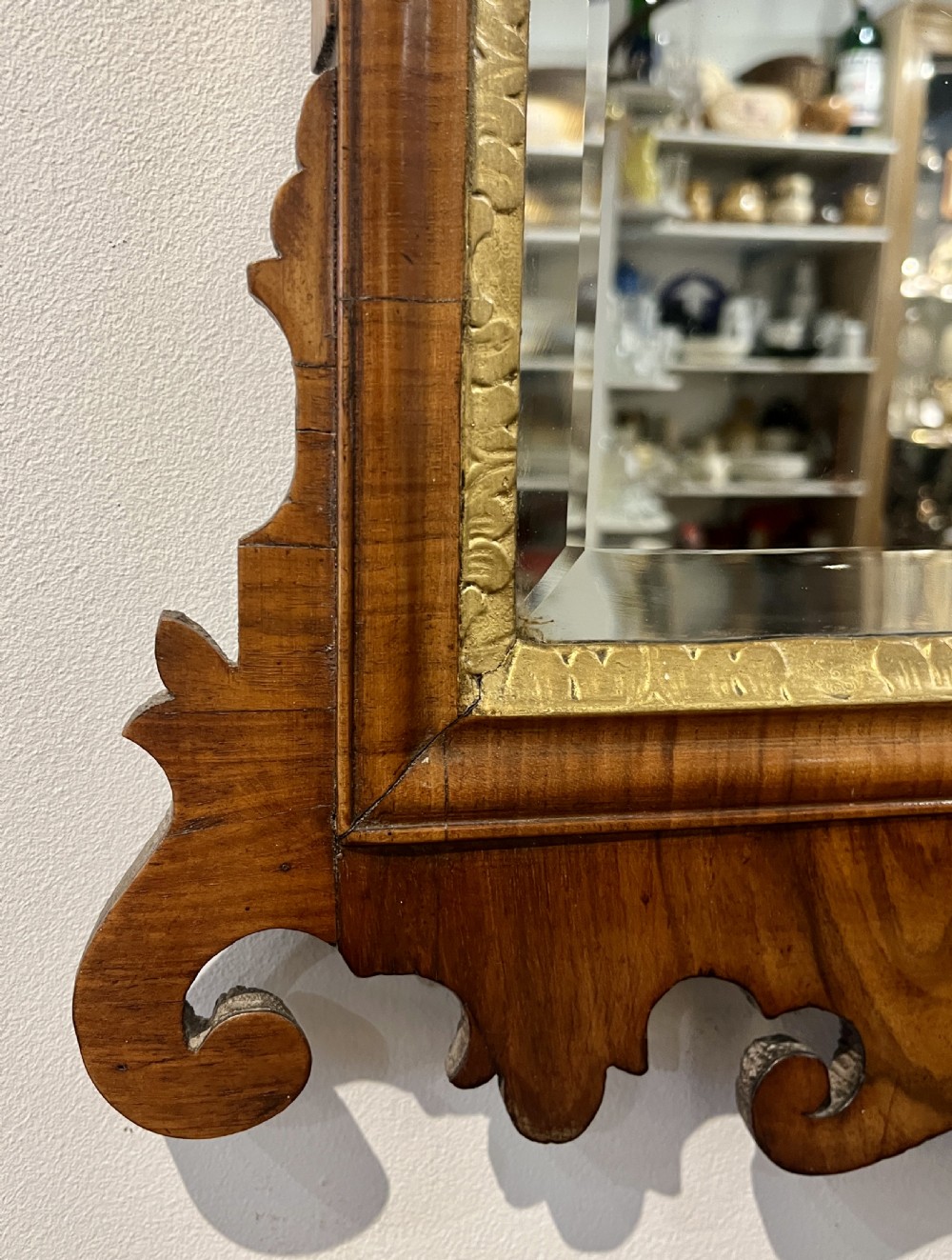 Georgian Walnut Fretwork Wall Mirror View VI