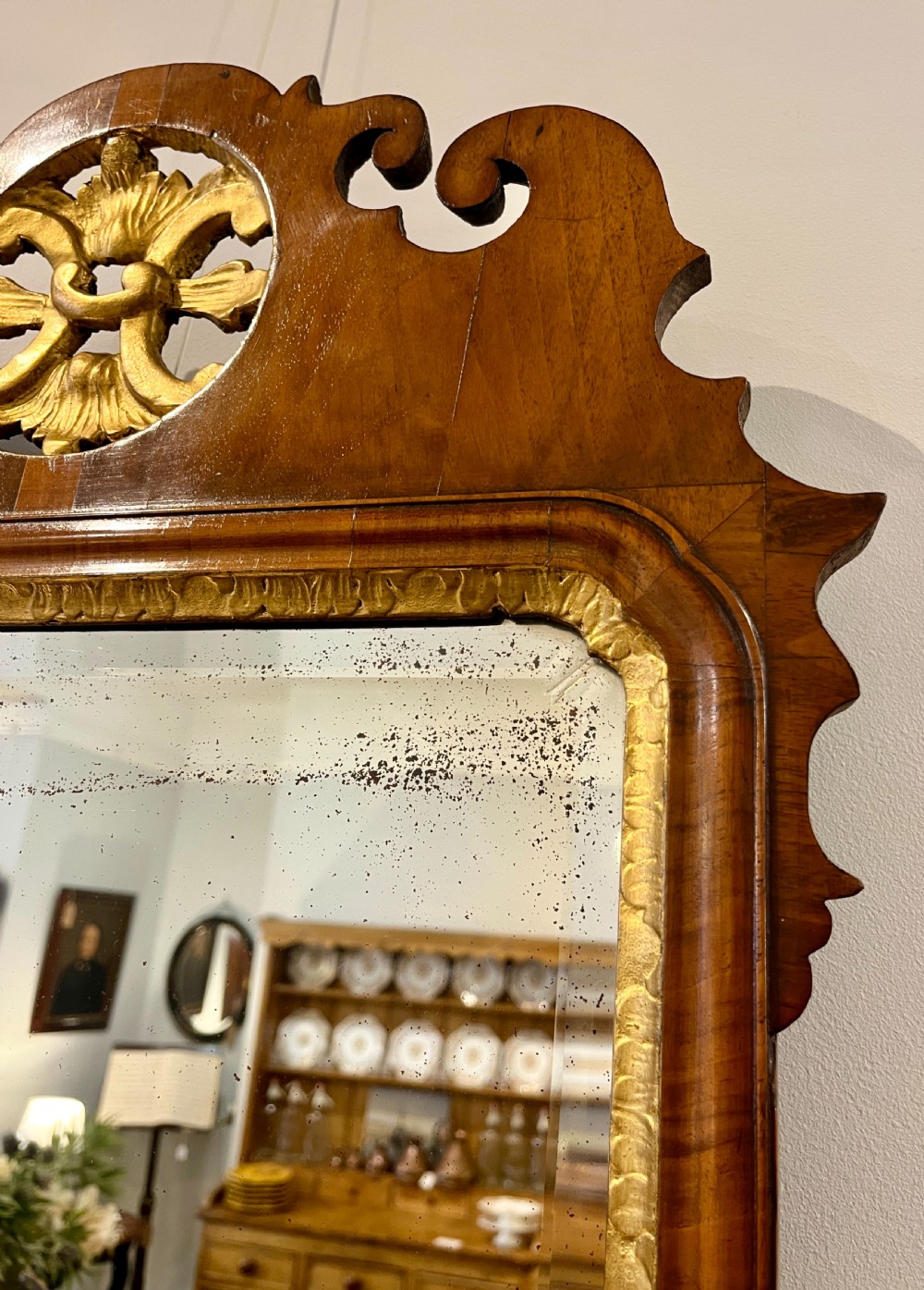Georgian Walnut Fretwork Wall Mirror View IX