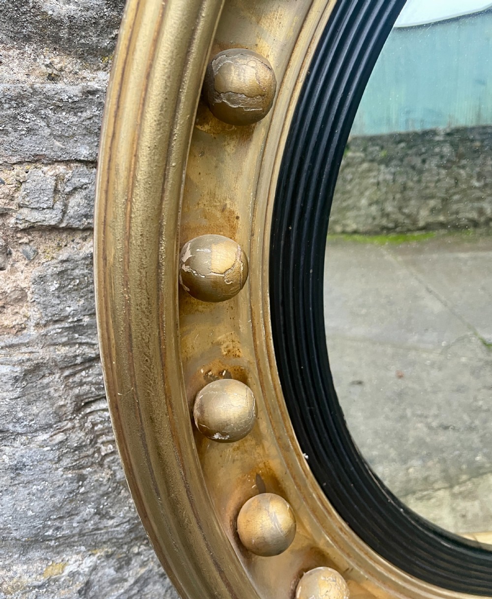 Large Antique Gilt Convex Mirror View V