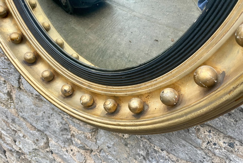 Large Antique Gilt Convex Mirror View VII