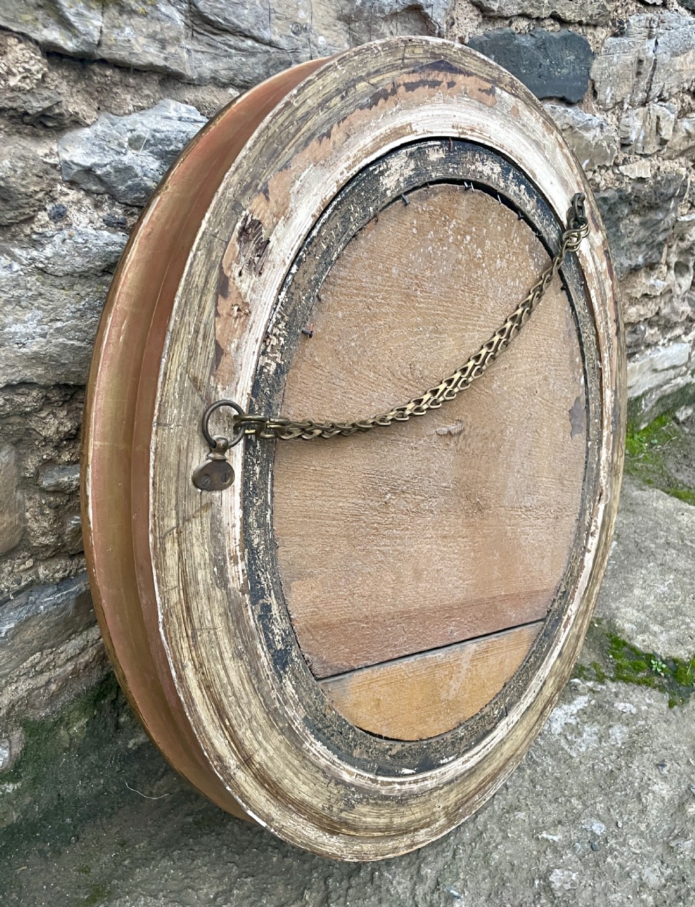 Large Antique Gilt Convex Mirror View XII