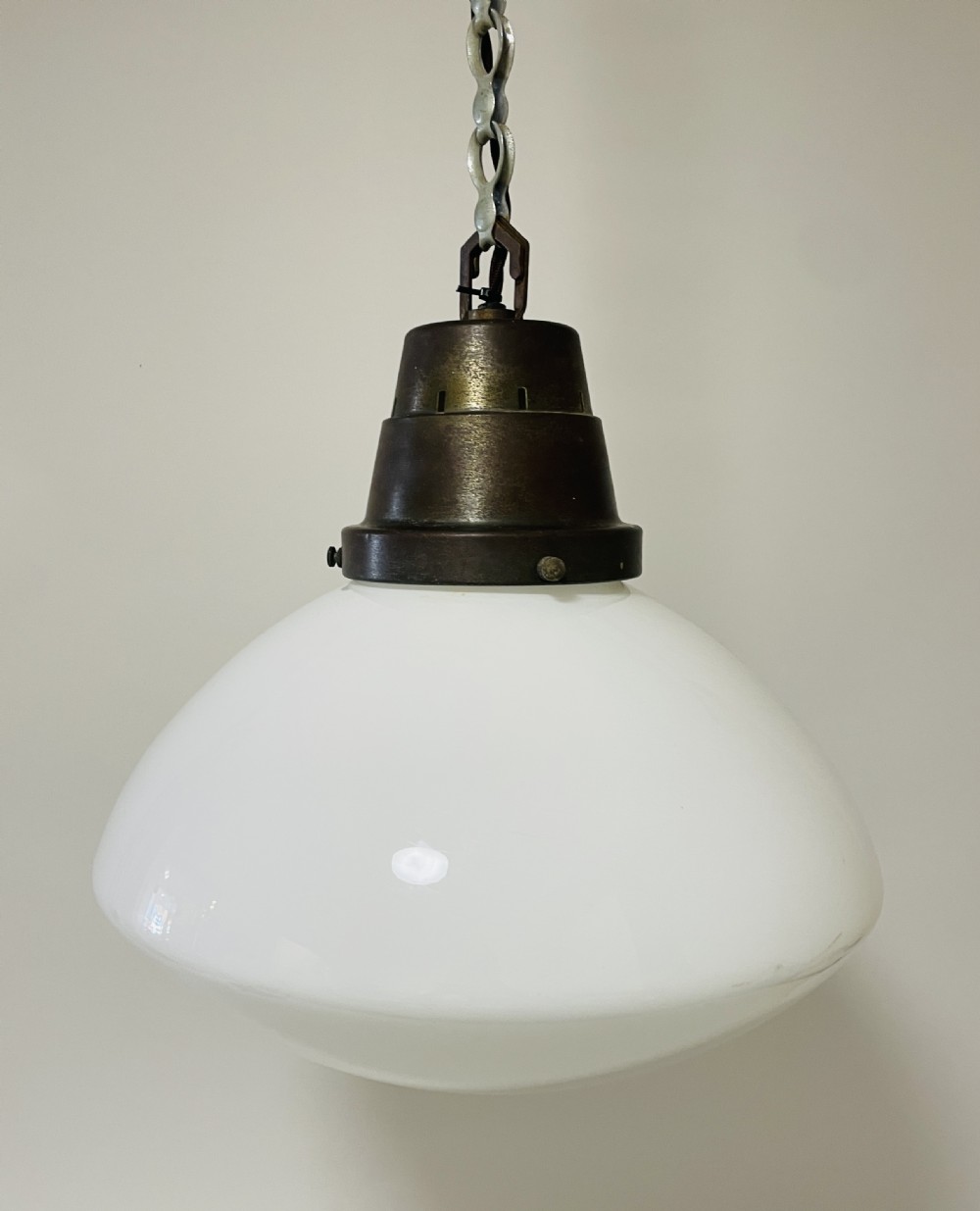 Large Antique Opaline Pendant Light