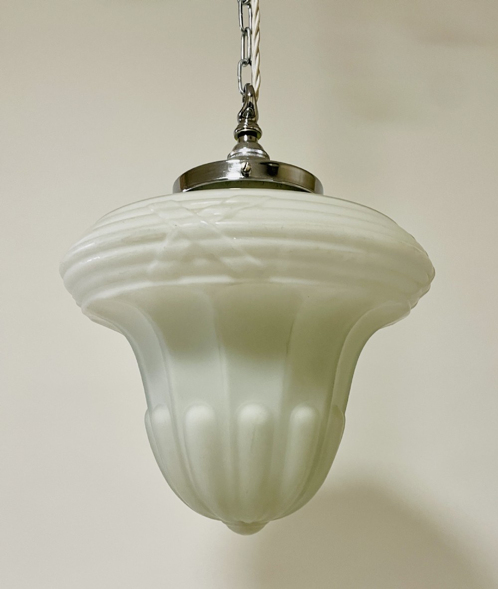 Antique Milk Glass Pendant Light View IV