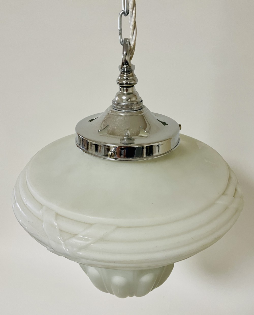 Antique Milk Glass Pendant Light View V