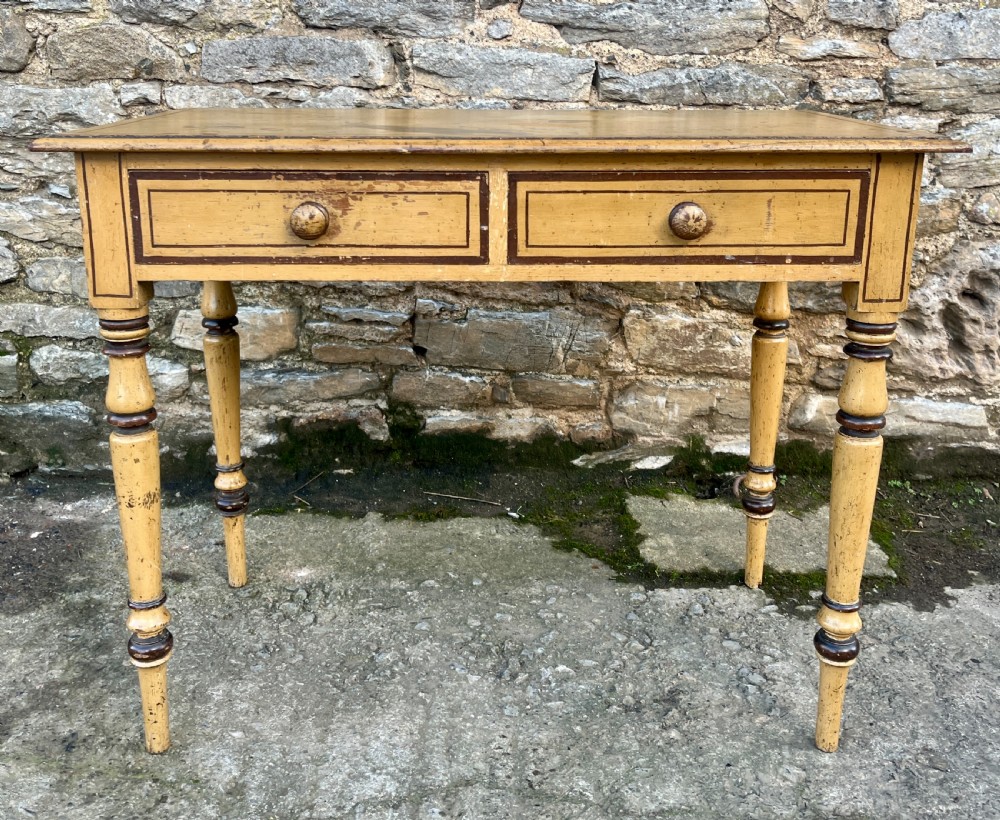 Victorian Pine Side Table in the Original Paint View II