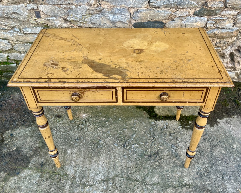 Victorian Pine Side Table in the Original Paint View III
