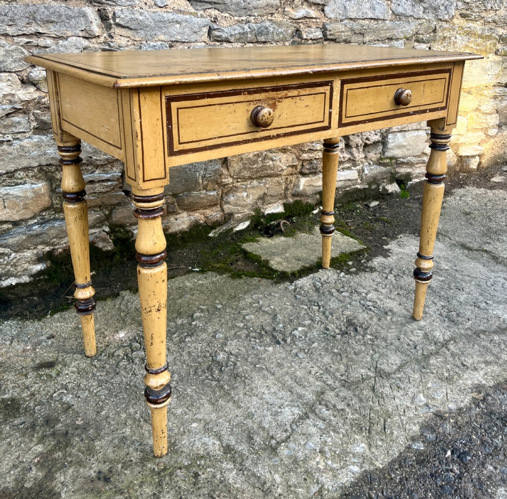 Victorian Pine Side Table in the Original Paint View V