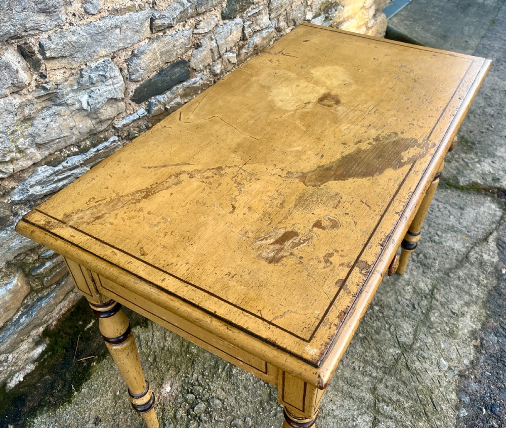 Victorian Pine Side Table in the Original Paint View VIII