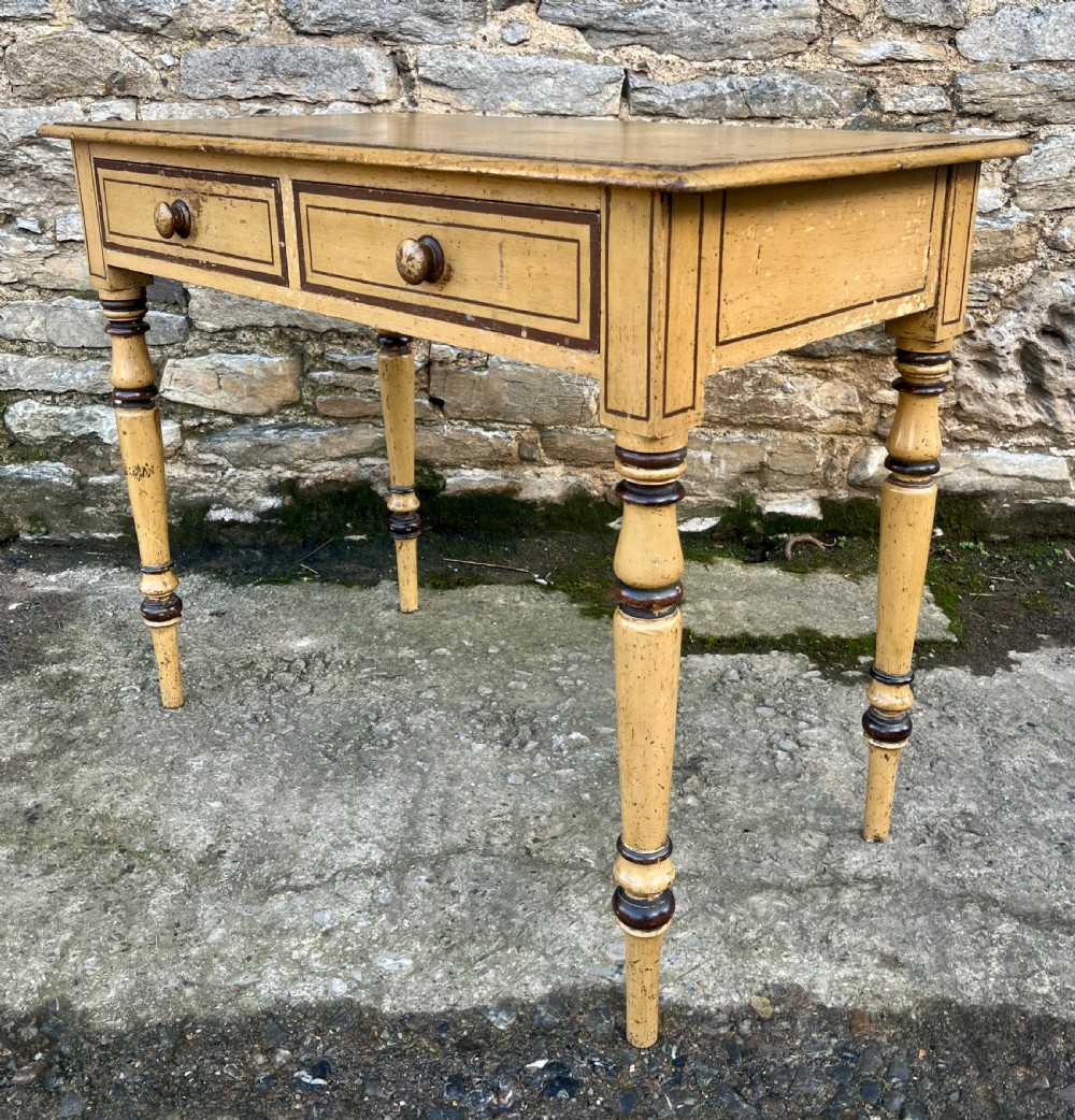 Victorian Pine Side Table in the Original Paint View X