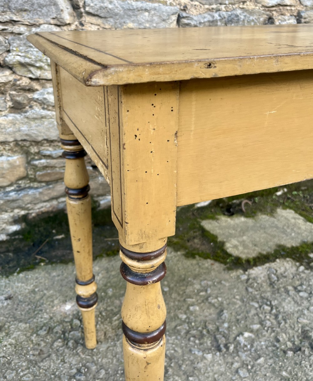 Victorian Pine Side Table in the Original Paint View XIV