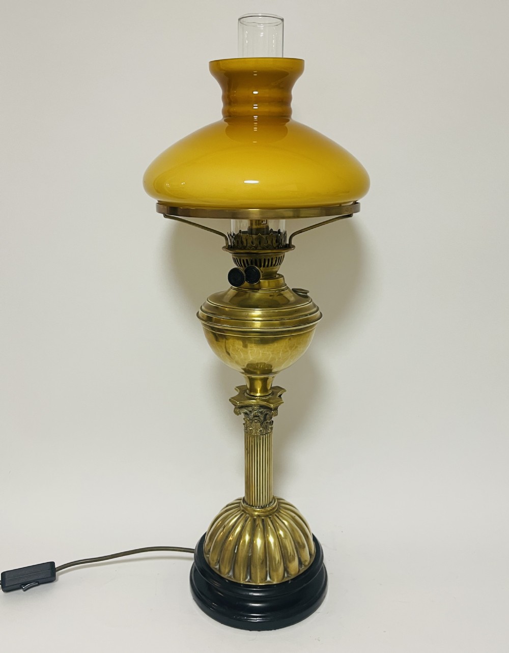 Victorian Brass Oil Lamp Converted to Electric