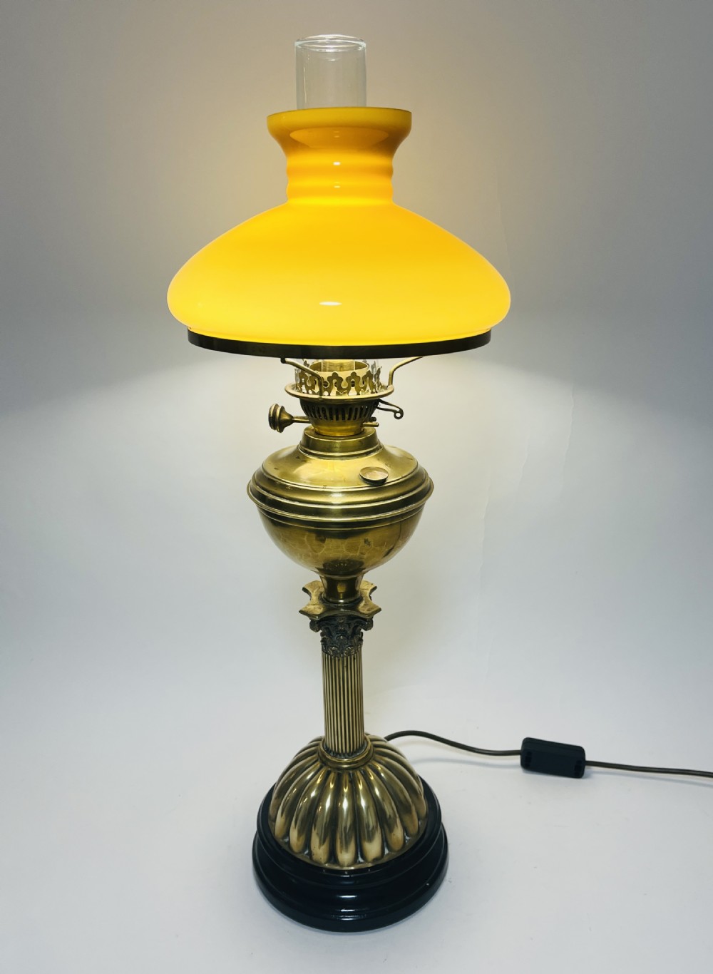 Victorian Brass Oil Lamp Converted to Electric View V